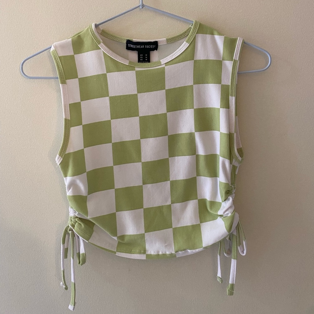 Streetwear Society Green Checkered Women's Top